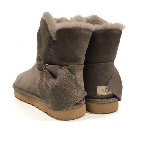UGG CLASSIC MINI TWIST SUEDE / SHEEPSKIN ANKLE BOOTS -MOLE BROWN -US 10 - Picture 4 of 9